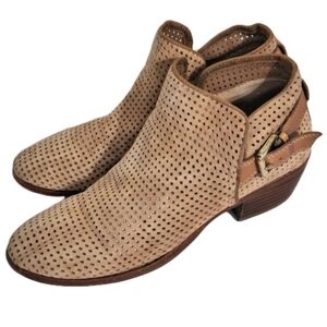 Sam Edelman Paula Perforated Ankle Booties Womens Size 6.5M Brown Tan Boots GUC